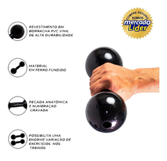Halter Bola Emborrachado Peso 3kg Exercícios Em Casa - comprar online