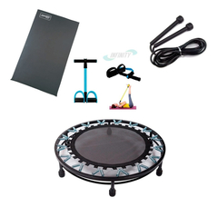 Kit Aeróbico Mini Jump + Colchonete +extensor +corda Cross