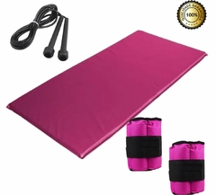 Kit Ginástica Pink P/ Treino Com Colchonete + Corda + Caneleira 1 - loja online