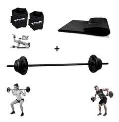 Caneleira De Peso 3 e 5 kg + Kit Pump Barra 10 kg + Colchonete Peso: 2x4kg + 2x1kg