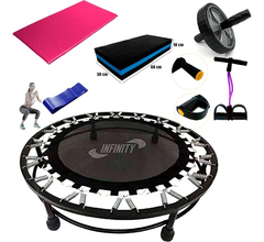 Mini Jump + Roda Abdômen + Extensor + Step + colchonete rosa + mini band médio - comprar online
