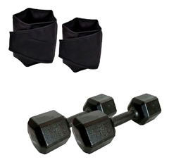 Kit Fisioterapia - Par De Caneleira 3kg + Par De Halter sextavado pintado 3kg