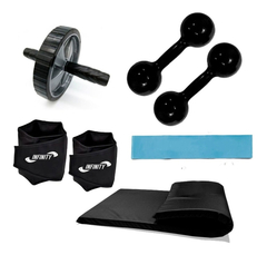 Kit Caneleira 4 Kg+Mini band média+ Halter 3k+Colchonete+Roda - comprar online