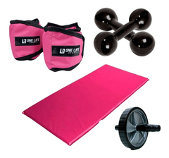 Caneleira 3 kg+ Par Halter 3 kg + Colchonete Prof + Roda