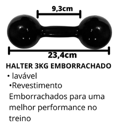 Kit Fisioterapia Caneleira 2kg + Par Halter 3kg + Colchonete Cor:Preto - comprar online