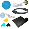 Bola 65cm De Pilates, Anel Tonificador standart, Tapete yoga pilates 1,20 E Faixa Mini Band média Cor:Azul