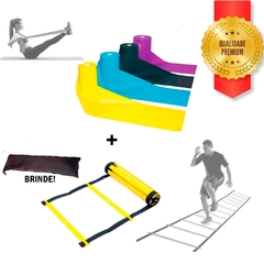 Kit Faixa Elástica Com 4 Intensidades Tipo Thera Band 1,50mt + Escada de Agilidade - comprar online