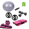 Colchonete De Ginástica Dobrável P/ Transporte + Bola 75 cm + Caneleira 3 Kg + halter 2 kg + Par anilha 5 Kg + Bomba