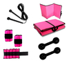 Colchonete De Ginástica Dobrável P/ Transporte + Corda Pvc + Caneleira 3 Kg + halter 3 kg