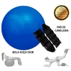 Kit Pilates Solo Par De Caneleira Tornozeleira Peso 5kg+ Bola Suíça 55cm