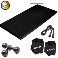 Kit Aeróbico Em Casa Caneleira 5 Kg + Colchonete + Halter 3 + Corda