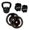 Kit Ginastica Kettlebell+anilha+caneleira