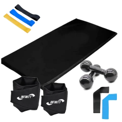 Colchonete + Caneleira 3 Kg + Kit Mini Band + Peso 3 Kg + Mini bands