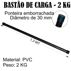 Kit 10 Bastão Ginástica/ Fisioterapia Pvc 1,3m Com Carga 2kg - comprar online