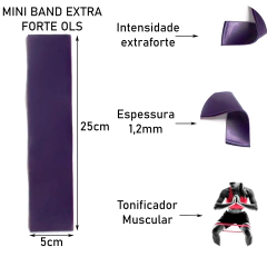 Kit Treino - 2 Faixas Elástica1,5m + 2 Mini band EX Forte na internet
