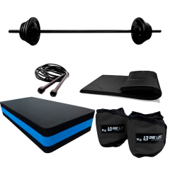Kit Completo Body Pump C/barra E 10kg + Colchonete + Corda + Step + Caneleira 3 Kg