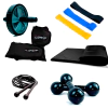 Kit band+Caneleira 2kg+Halter 3kg+Colchonete+Roda+Corda