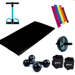 Kit band + Extensor+Caneleira 2 + Halter 1 + Colchonete+Roda