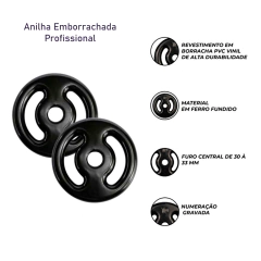 Kit 40 Kg Anilha Emborrachada Para Kit Body Pump - 4X10 KG - comprar online