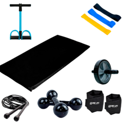 Kit Treino Extensor elástico + Corda + Pesos para Treino