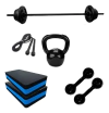 Kit Barra + Peso + Halter + 2 Step + Corda + Colchonete