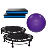 KIT 1 BOLA SUÍÇA 65CM + 2 STEPS 60CM + 2 MINI JUMPS 32 MOLAS
