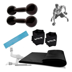 Kit Colchonete, Tornozeleira 4kg, Halter 4kg + Mini Band