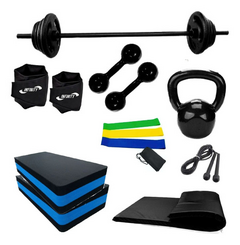 Kit Aeróbico Peso + 2 Step + Corda + Colchonete + Kett