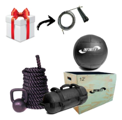 Corda Naval + Wall Ball + Kettlebell + Power Bag 15 + Caixa