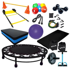 KIT STEP 60CM + BOLA 65CM + JUMP + 10 ITENS TREINO FUNCIONAL