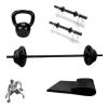 Kit Pump Barra + Anilha + Colchonete + Kettlebell