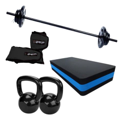 Kit Aeróbico Step + Caneleira+kettlebells+ Barra + Anilhas