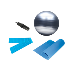 Kit Pilates Tapete 1,20mt + Faixa + Bomba + Bola Suiça 75