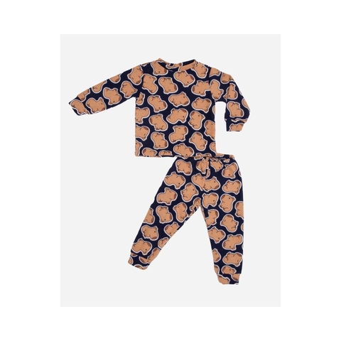 Conjunto infantil microsoft menino azul marinho com estampa de capivara