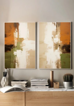 Dupla de Quadros - Abstrato Moderno Terracota