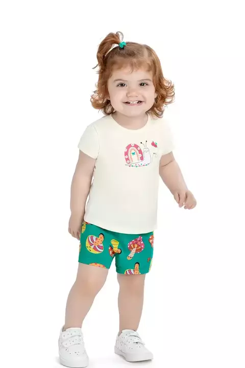 Conjunto Bebê Menina Meia Malha Cogumelos Elian Natural