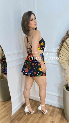 Vestido Macaquinho Feminino Estampa Arara na cor Preto na internet