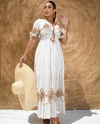 Vestido Longo indiano Boho Chic - Todo Forrado e Bordado com Lantejoulas