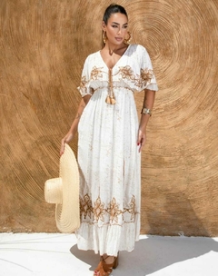 Vestido Longo indiano Boho Chic - Todo Forrado e Bordado com Lantejoulas na internet