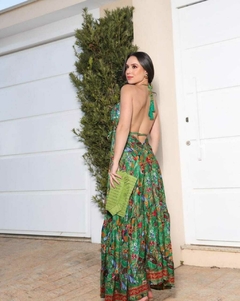 Vestido de Seda Costa nua Veste 36 ao 42 - (Bordado no busto e ajustável)