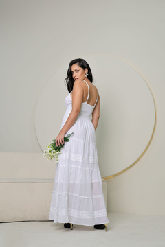 Vestido Longo Branco de Laise – Elegância e Conforto - comprar online
