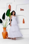 Vestido Longo com Laise e Renda Branca – Tamanhos M, G e GG