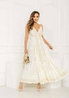 Vestido Longo Boho Chic – Elegância e Sofisticação com Aplicações Douradas! ✨ - comprar online
