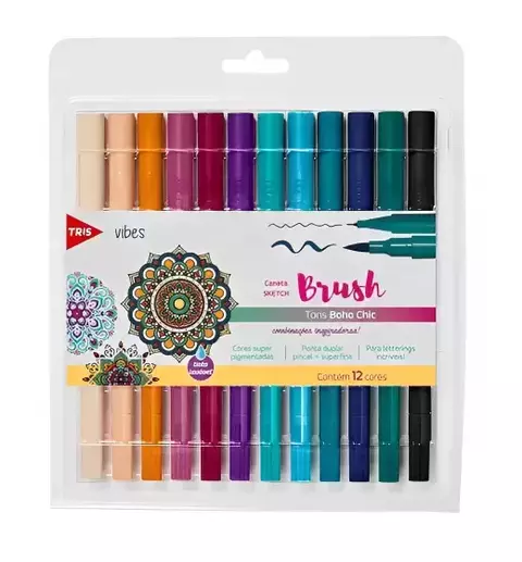 Sketch Brush Pen Tris Vibes Tones Boho Chic Dual Tip With 12 Colors