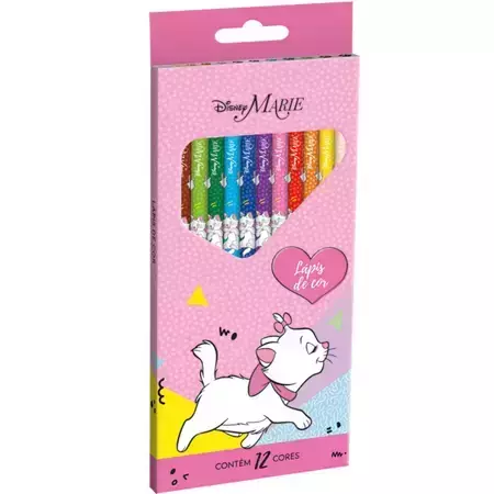 Lapis de cor gatinha marie - disney - 12 cores - tris