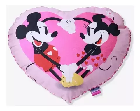 Almofada Formato Coração Mickey E Minnie - Disney Cor Rosa