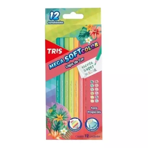 Lápis De Cor 12 Cores Mega Tons Tropicais Tris
