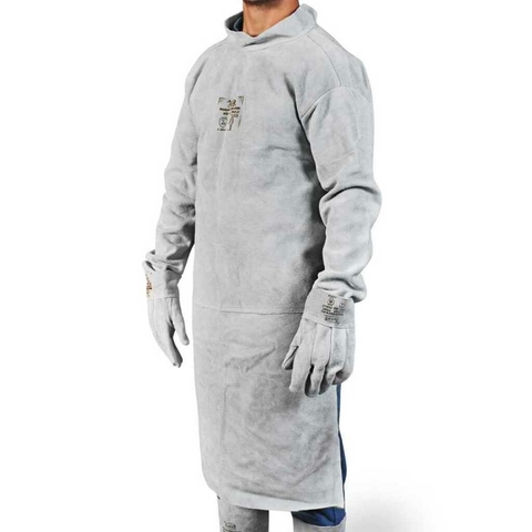 Kit Avental de Raspa Com Mangas Para Soldador Tipo Barbeiro Zanel + Luva Para Solda E Alta Temperatura Raspa E Couro