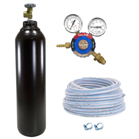 Kit Cilindro de Argônio 1,5m3 + 2m Mangueira + Regulador