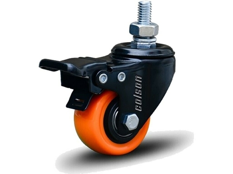 Rodízio Linha Black Parafuso 3/8" 41mm 30kg Laranja Com Freio - Colson - 6504
